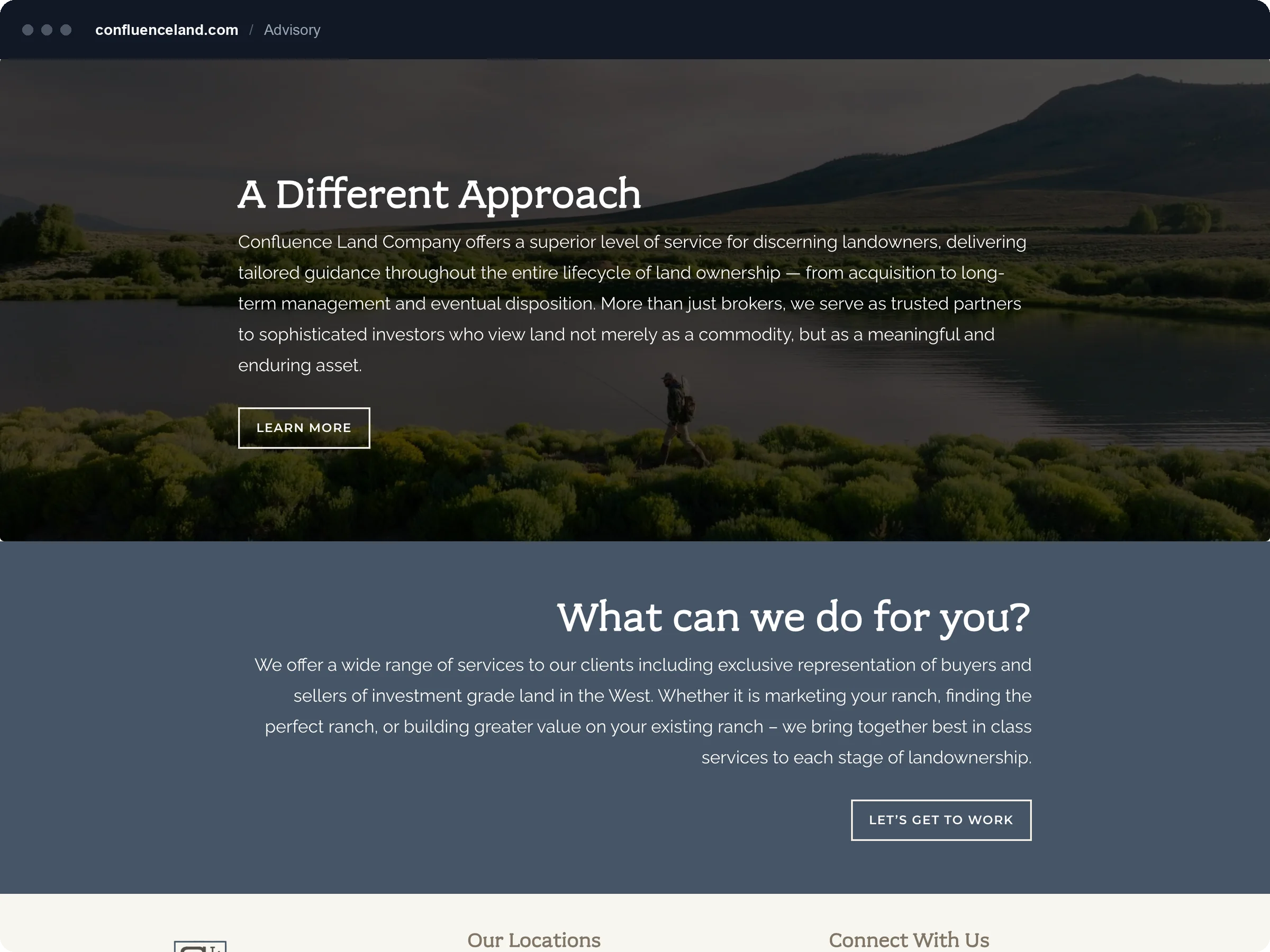 A Different Approach section describing the advisory and investment side of the brokerage.
