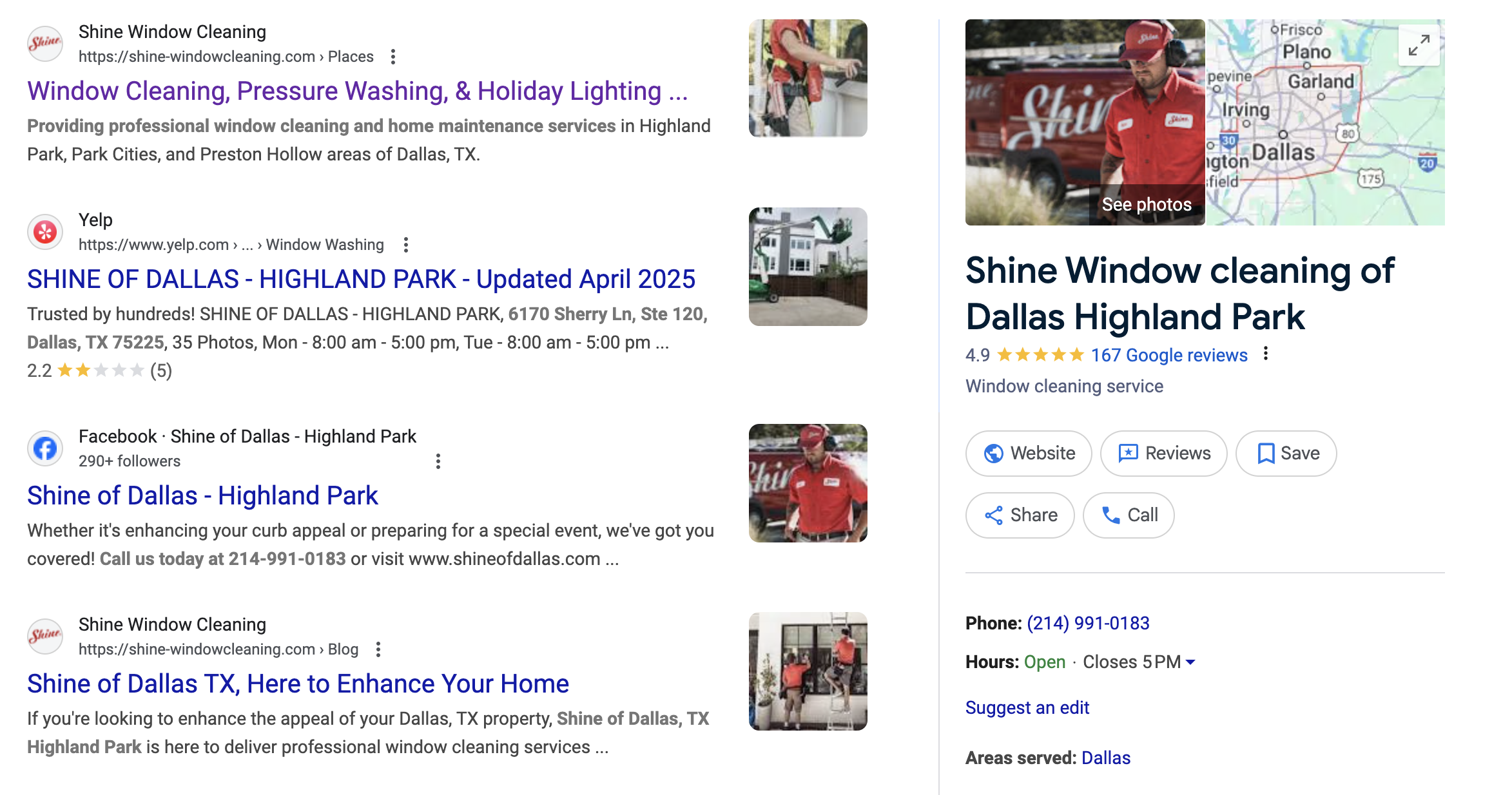 Screen Shot 2025-04-30 at 3.52.02 PM Google Shine Window Cleaning of Dallas Screenshot